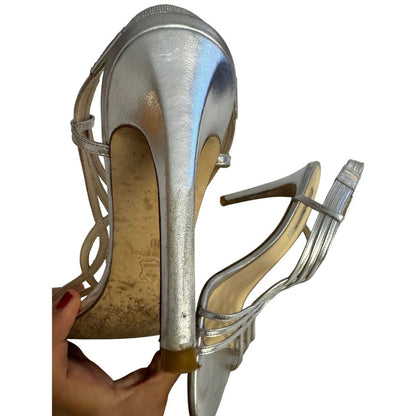 L.K. Bennett Metallic Silver Strappy Sandals – Size 40 (US 9)