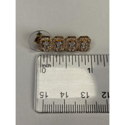 Gold-Tone Baguette Crystal Cluster Stud Earrings