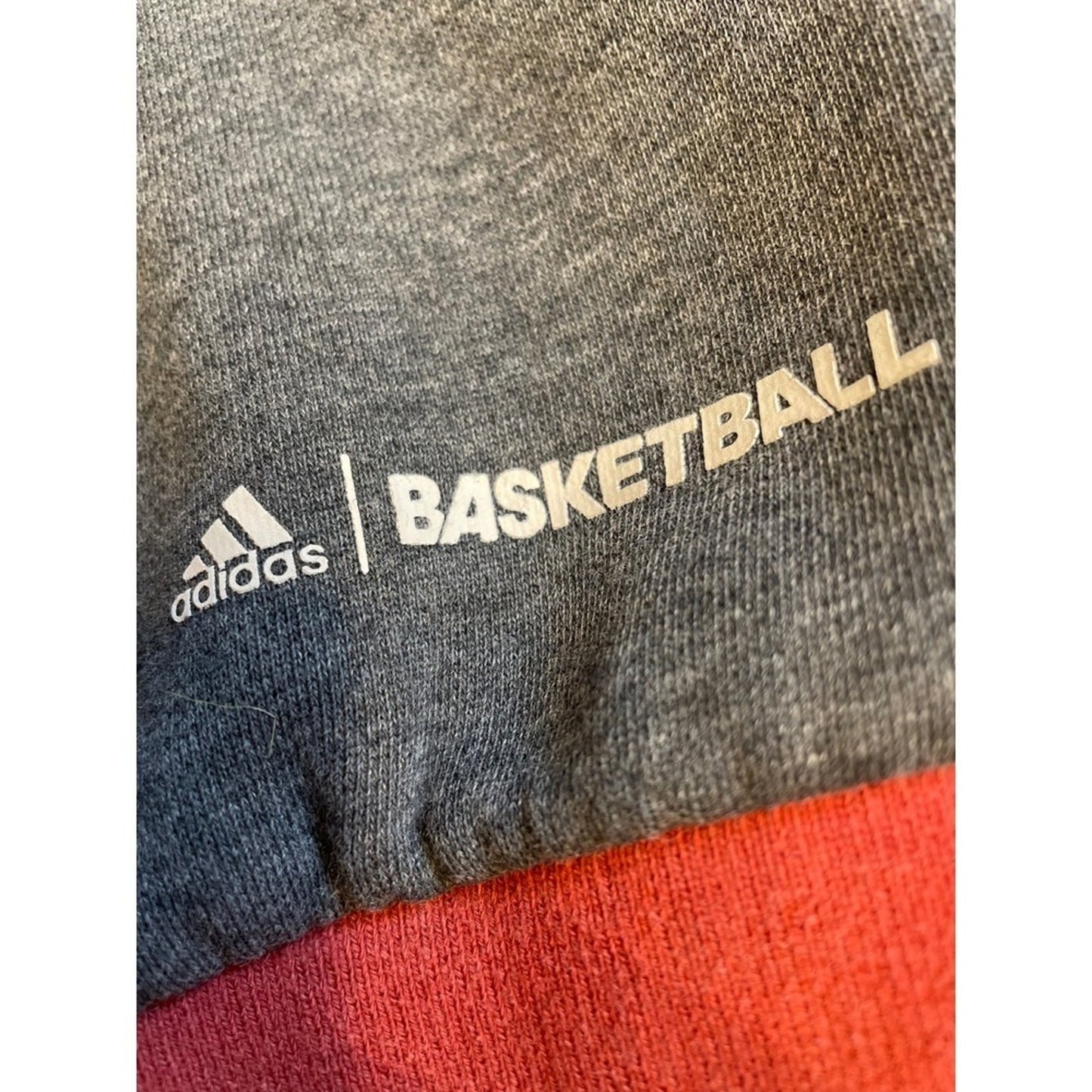 Adidas Basketball Letterman Hooded Jacket Gray Red Snap Button NBA Logo Size L
