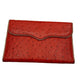 Rebecca Minkoff Red Ostrich Embossed Leather Zip Around Clutch Wallet Organizer
