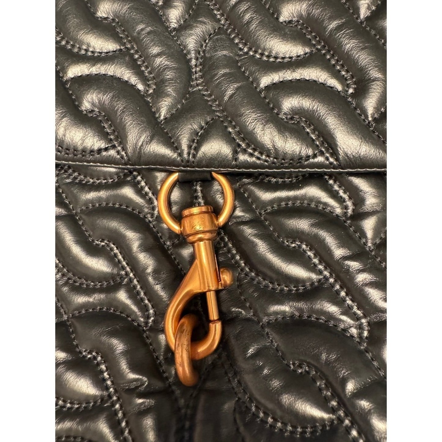 Rebecca Minkoff Black Quilted Leather Shoulder Bag Chain Strap Purse