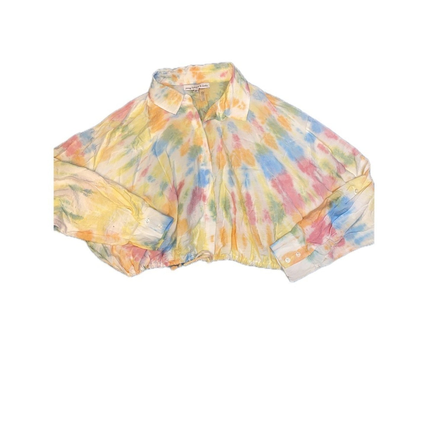 Young Fabulous & Broke Tie Dye Cropped Button Down Shirt Womens Medium