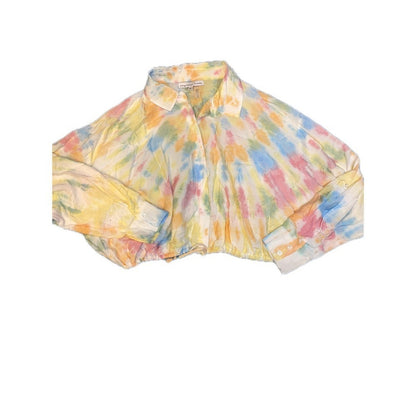 Young Fabulous & Broke Tie Dye Cropped Button Down Shirt Womens Medium
