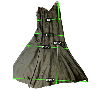 COS Paisley Print V Neck Midi Olive Green Sleeveless A Line Size 38 size S