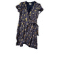 SEZANE Blue Floral Metallic Wrap Dress Short Sleeve Silk Lurex S 4