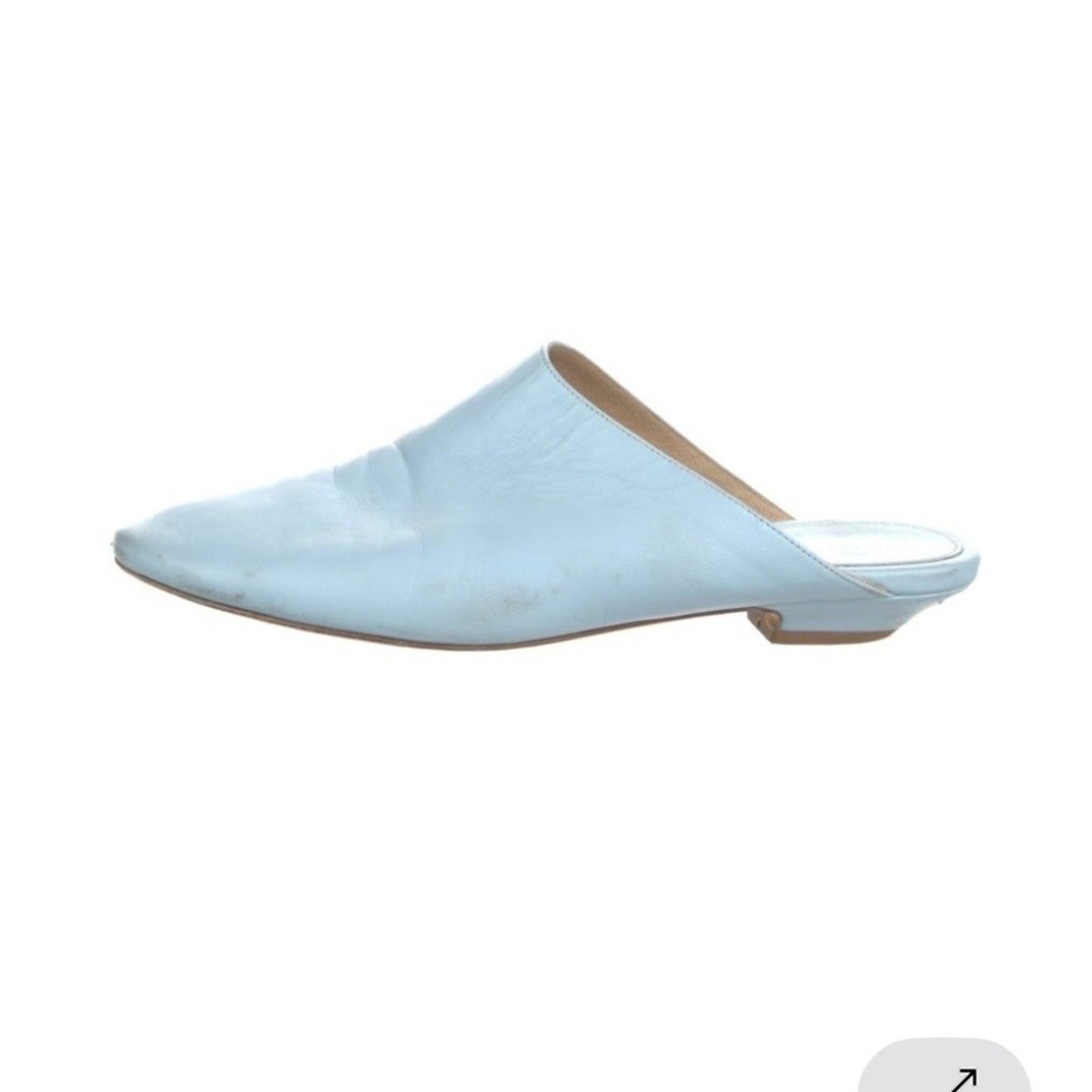 Khaite Leather Mules Women Light Blue Good Pointed Toe Flat Slides Italy