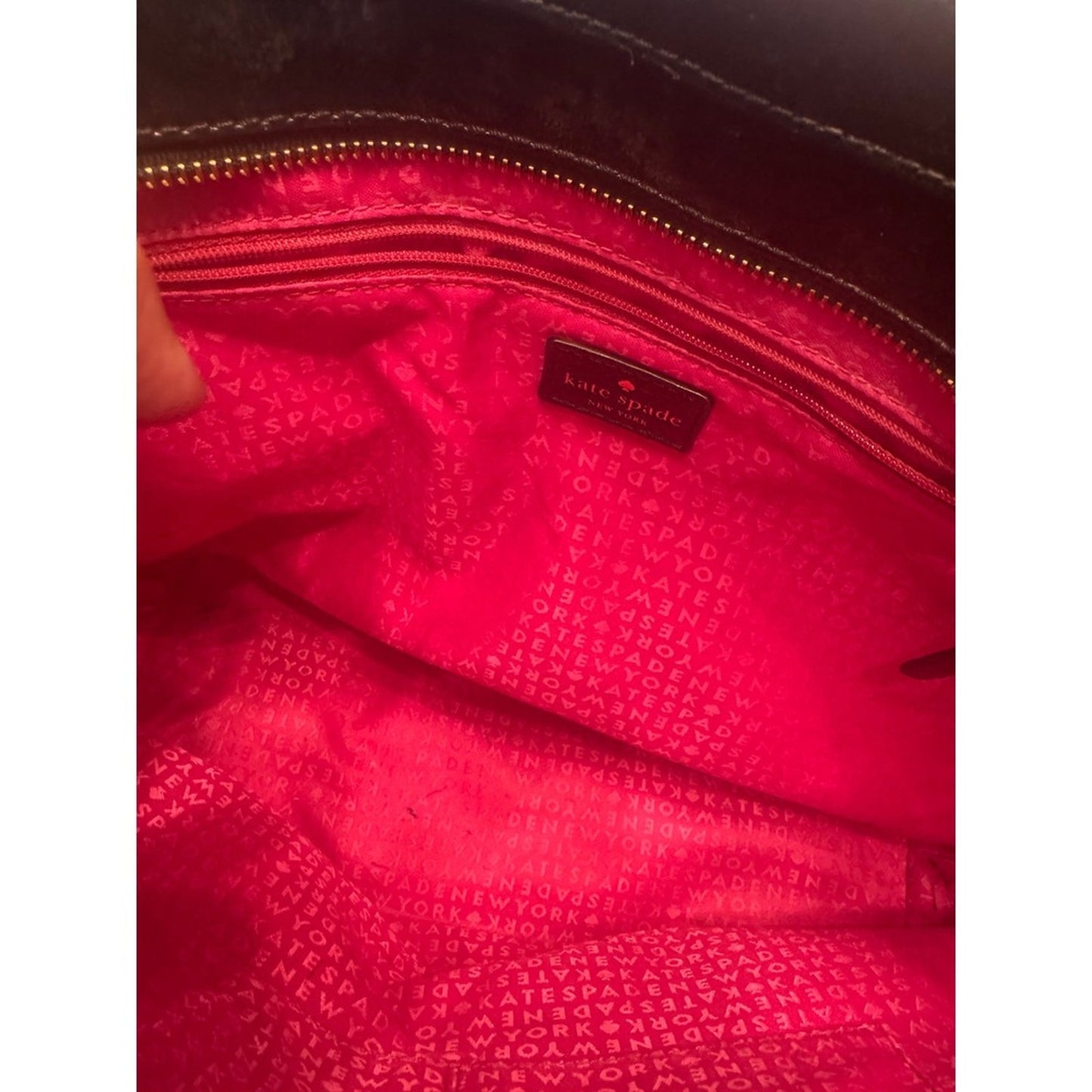 Kate Spade New York Black Leather Tote Bag Handbag Purse Womens