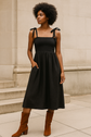Reformation Linen Tie-Strap Midi Dress Black Size S