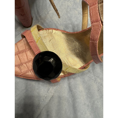 Botkier Pink Croc-Embossed Platform Sandals – Made in Italy – Size 40