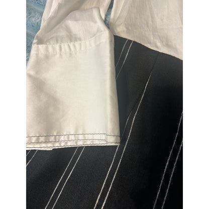 Sandro Paris Black White Pinstripe Asymmetrical Wrap Dress