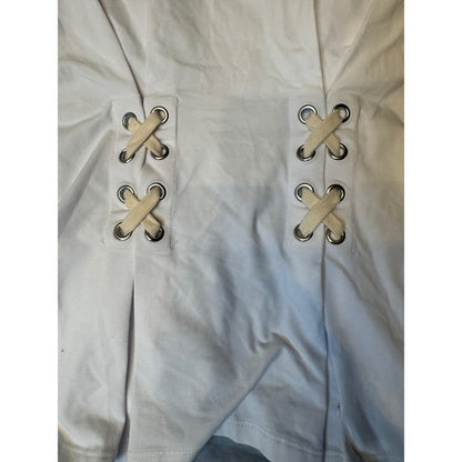 Veronica Beard Jeans White Sleeveless Lace Up Corset Detail Top Size Small