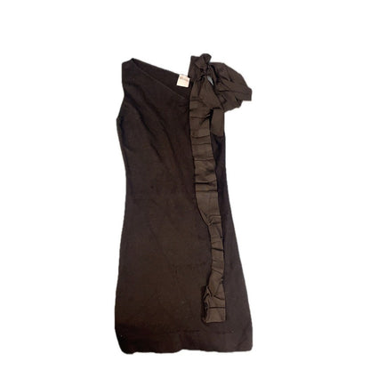 Valentino Black One Shoulder Ruffle Dress