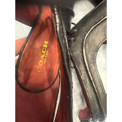 Coach Black Leather Lace-Up Cutout Heels w/ Snakeskin Stiletto | Size 7.5