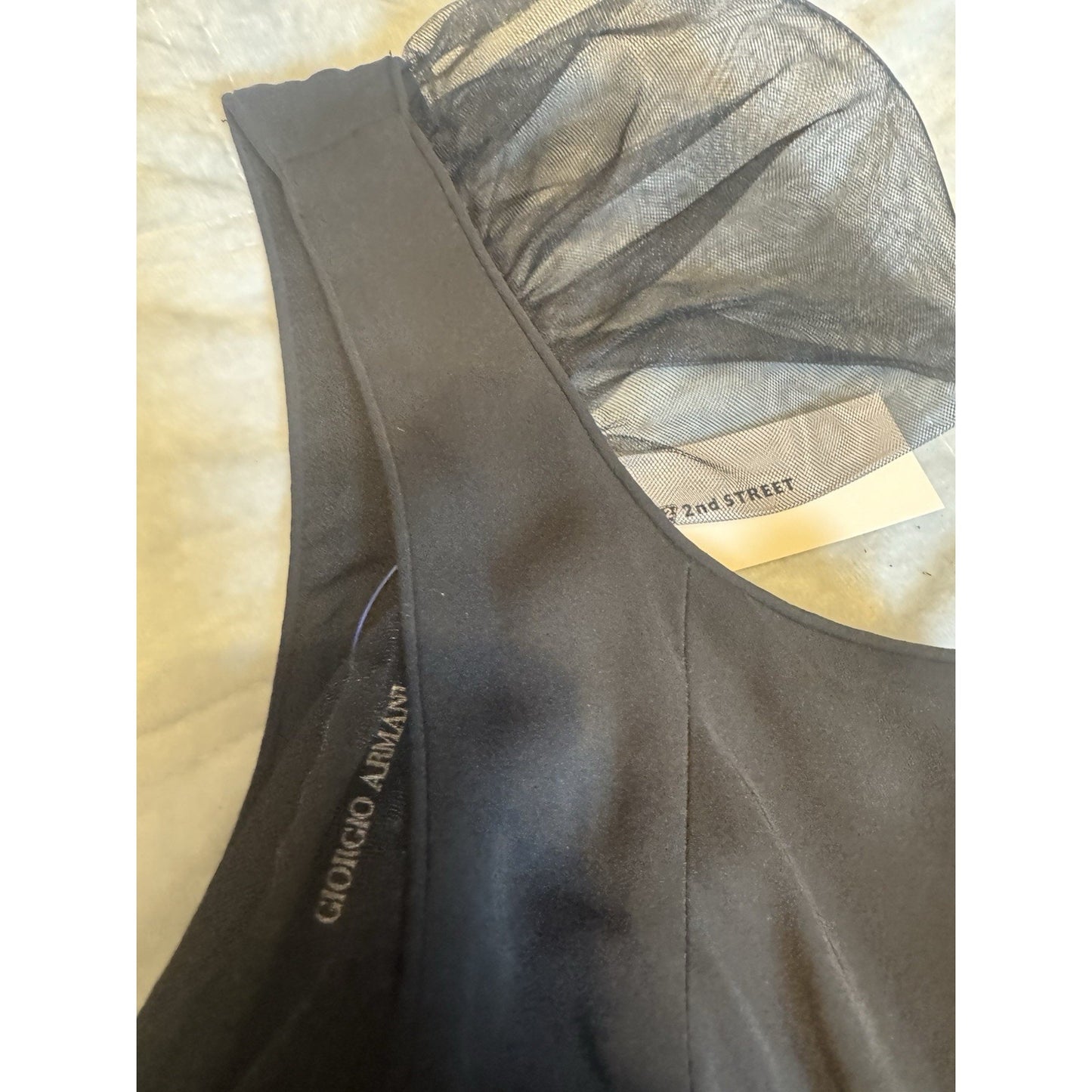 Giorgio Armani Black Sheer Sleeve Cocktail Dress Made in Italy Size 42 (US 6/8)