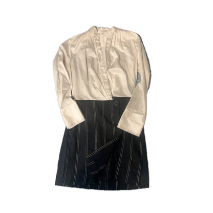 Sandro Paris Black White Pinstripe Asymmetrical Wrap Dress