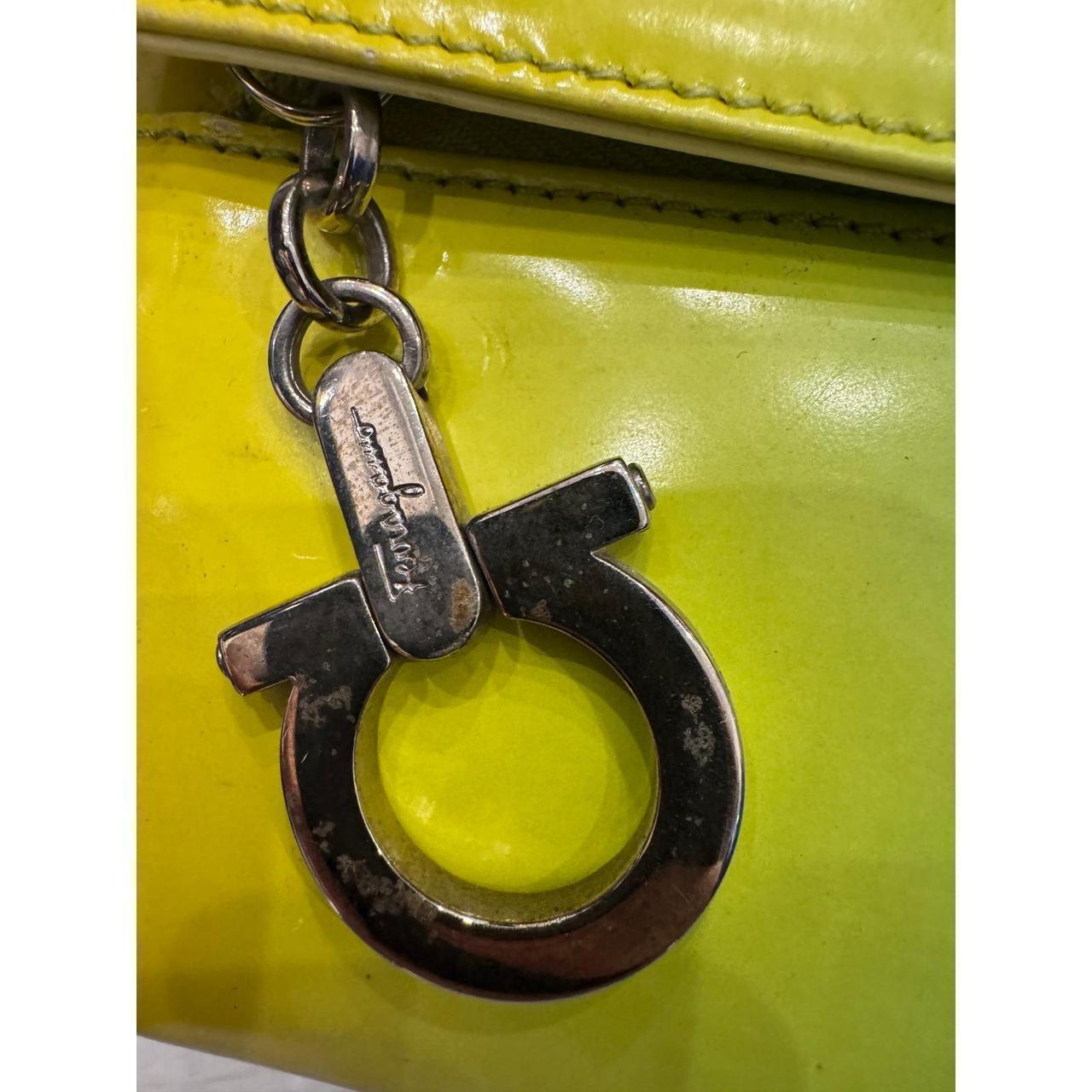 Salvatore Ferragamo Shoulder Yellow Green Ombre Patent Leather Gancini Accent