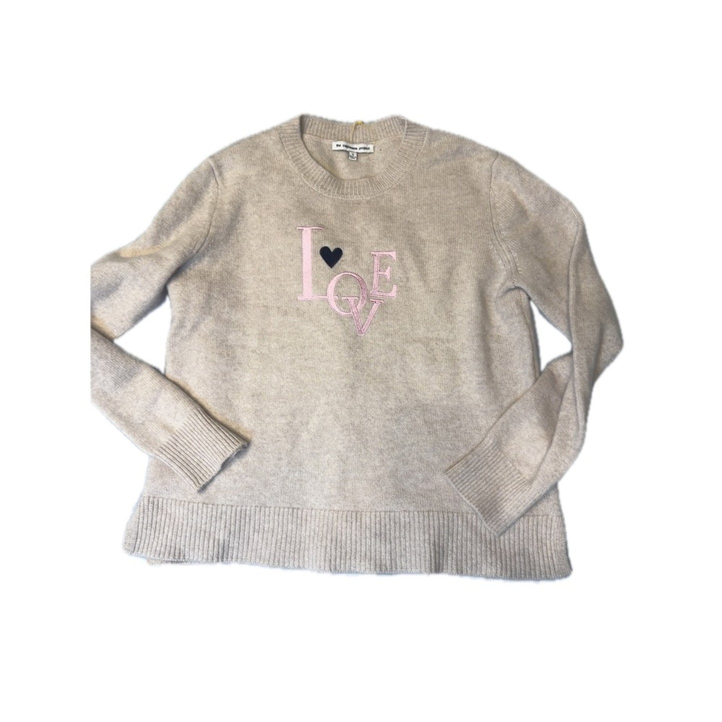 The Cashmere Project Women's Size S Tan Love Heart Embroidered Sweater