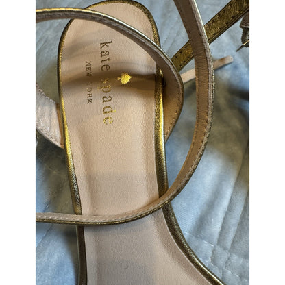 Kate Spade Jasmyne Gold Silver Metallic Leather High Heel Sandals Women Sz 8