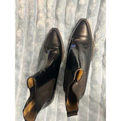 Toga Pulla Black Leather Chelsea Boots Women 38 Black Good Silver Heel Detail