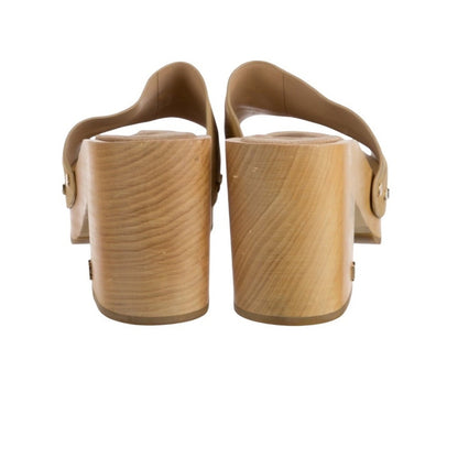 Veronica Beard Suede Studded Accent Platform Block Heel Clogs Slides Tan  Siz 10