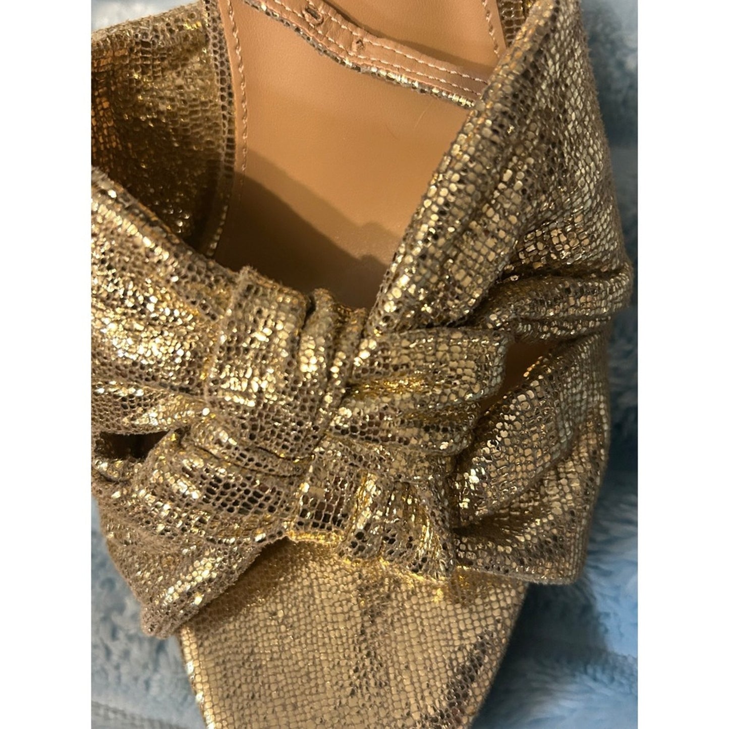 Sam Edelman Gold Bow Heeled Sandals | Metallic Evening Shoes | Size 8