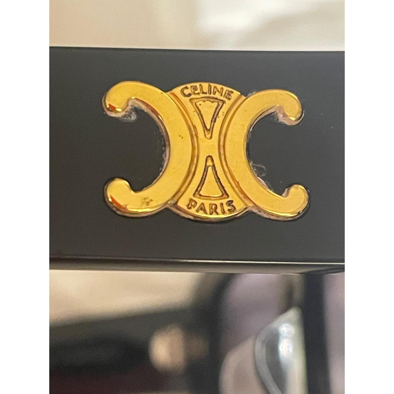 CELINE PARIS CL40216U Black Acetate Square Sunglasses with Gold Triomphe Logo