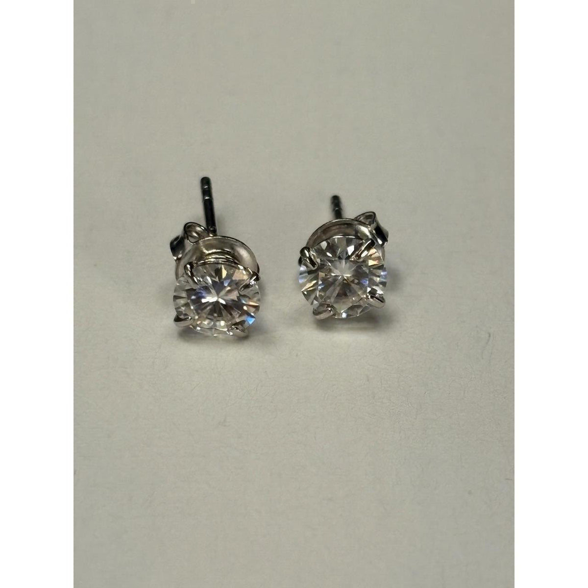 GRA Moissanite 0.8ct Stud Earrings 14K White Gold Plated