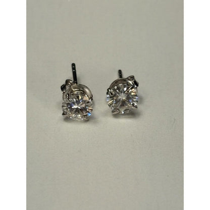 GRA Moissanite 0.8ct Stud Earrings 14K White Gold Plated
