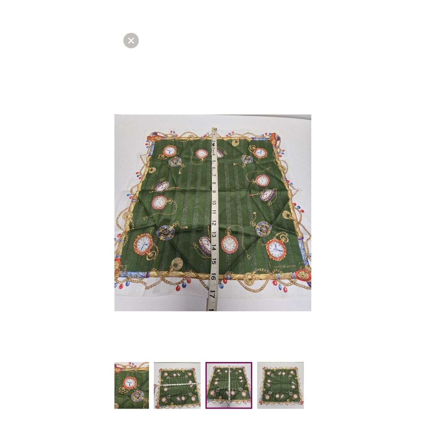 Roberta di Camerino Vintage Watch Print Handkerchief Scarf Italy