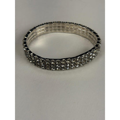 Rhinestone Stretch Bangle Bracelet Gold Tone Silver Tone