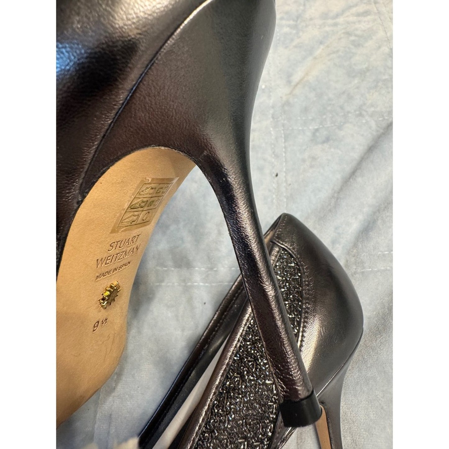 Stuart Weitzman Glitter Pointed Toe Pumps Heels Shoes Size 9.5
