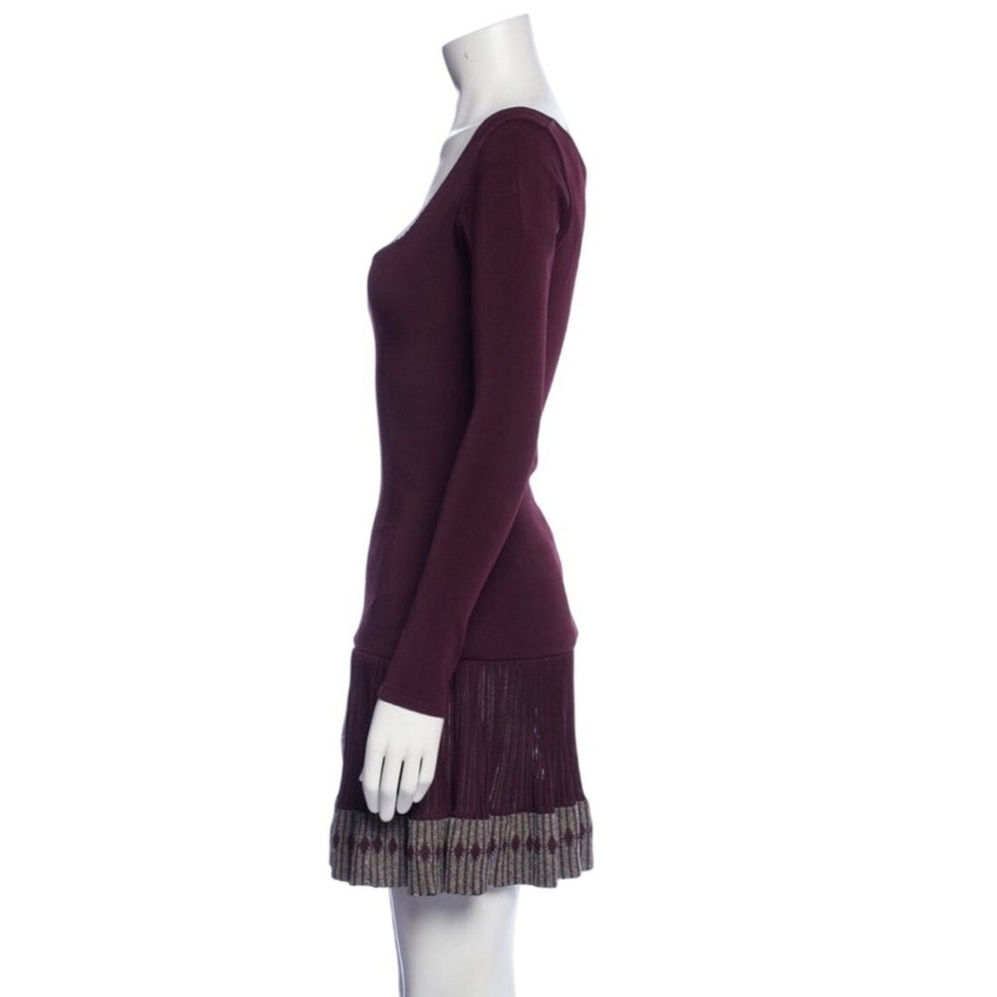 Alaia Black Long Sleeve Square Neck Pleated Skirt Dress Size S