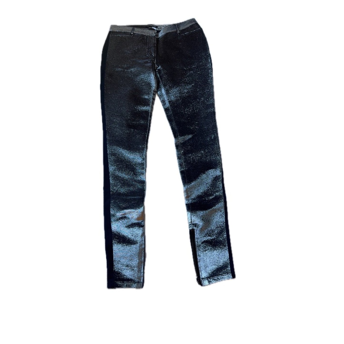 Balmain Paris Metallic Silver Skinny Pants – Size 36 (Made in France) Size 4