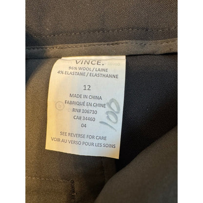 Vince Womens Gray Black Wool Blend Trousers Side Stripe Dress Pants Size 12