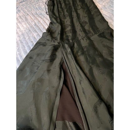 COS Paisley Print V Neck Midi Olive Green Sleeveless A Line Size 38 size S