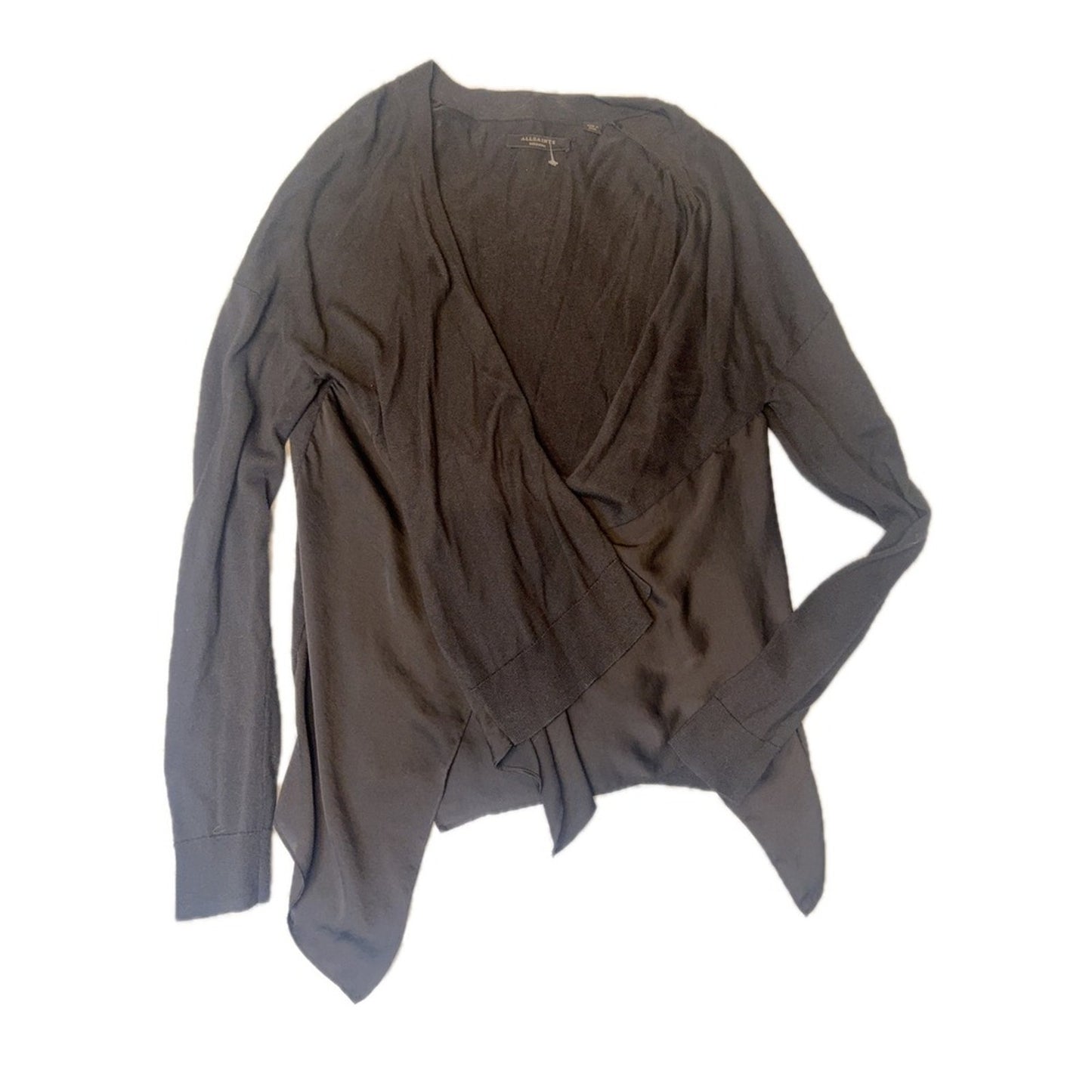 AllSaints Carmel Cardigan Bl Draped Open Front Knit Medium