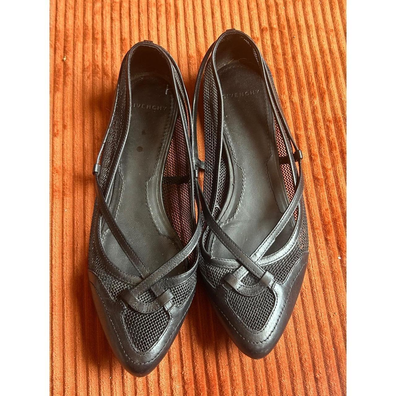 Givenchy Ballet Flats Women's Size 9 Black Good Mesh Strappy Pointed Toe
