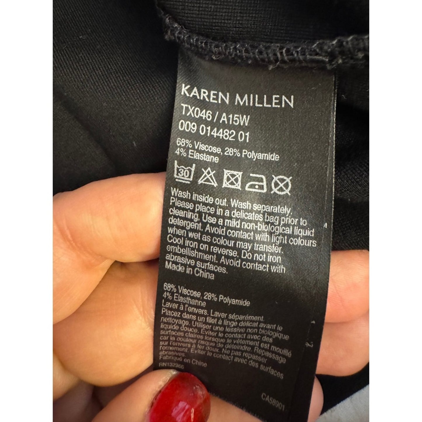 Karen Millen Black Sleeveless Top Womens Round Neck Zipper Back Elegant size S