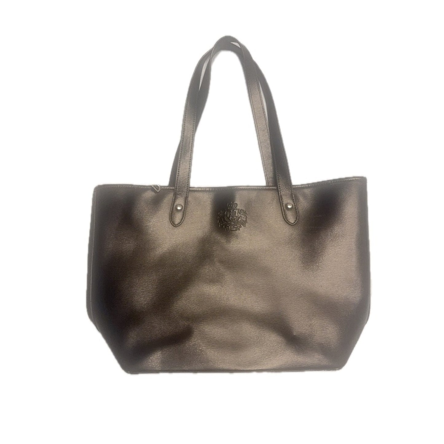 Ralph Lauren Black Metallic Tote Bag Purse Handbag RLL Crest