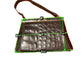 Vintage Brown Croc Embossed Structured Top Handle Bag Gold Frame