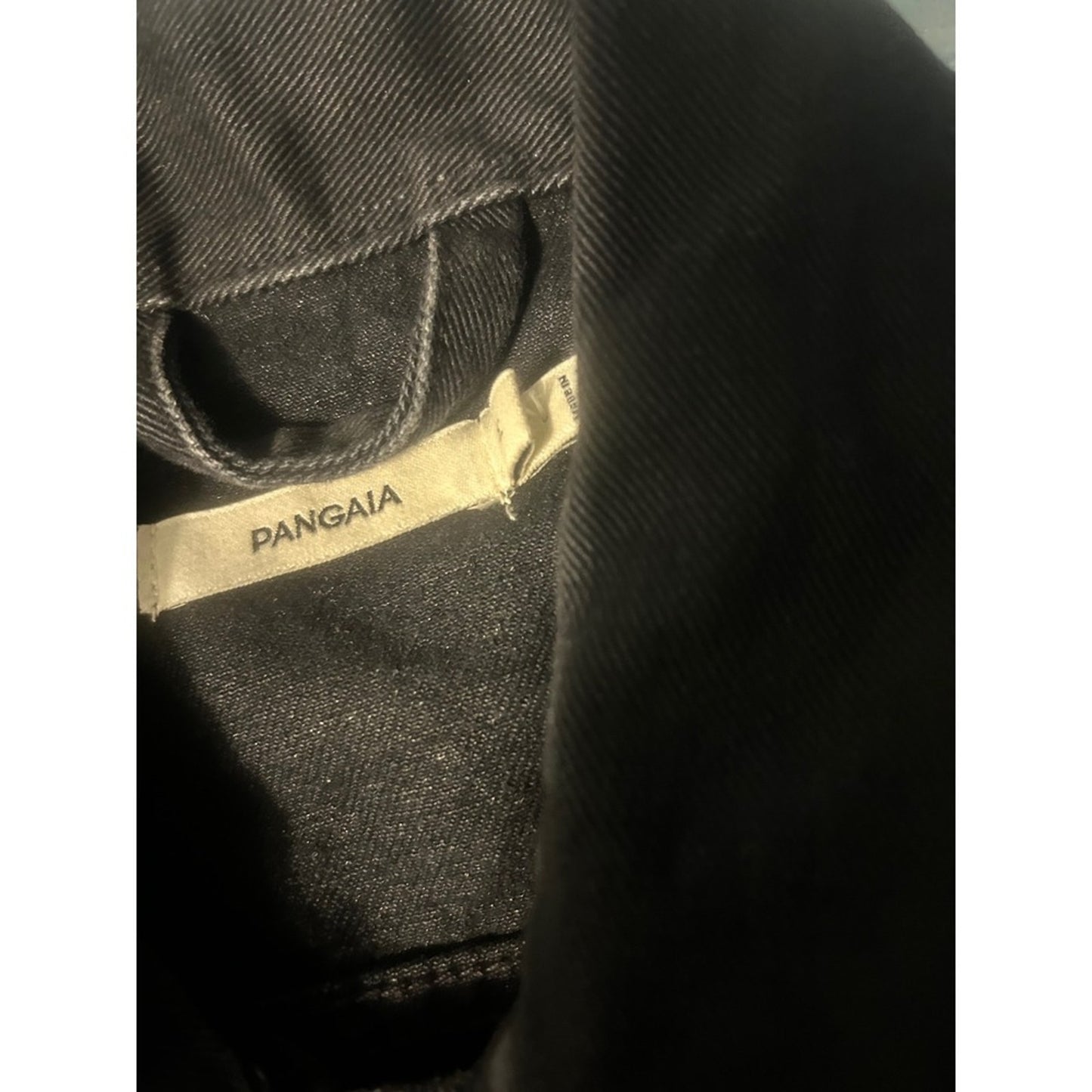 Pangaia Denim Jacket Black Button Front Utility Style Medium