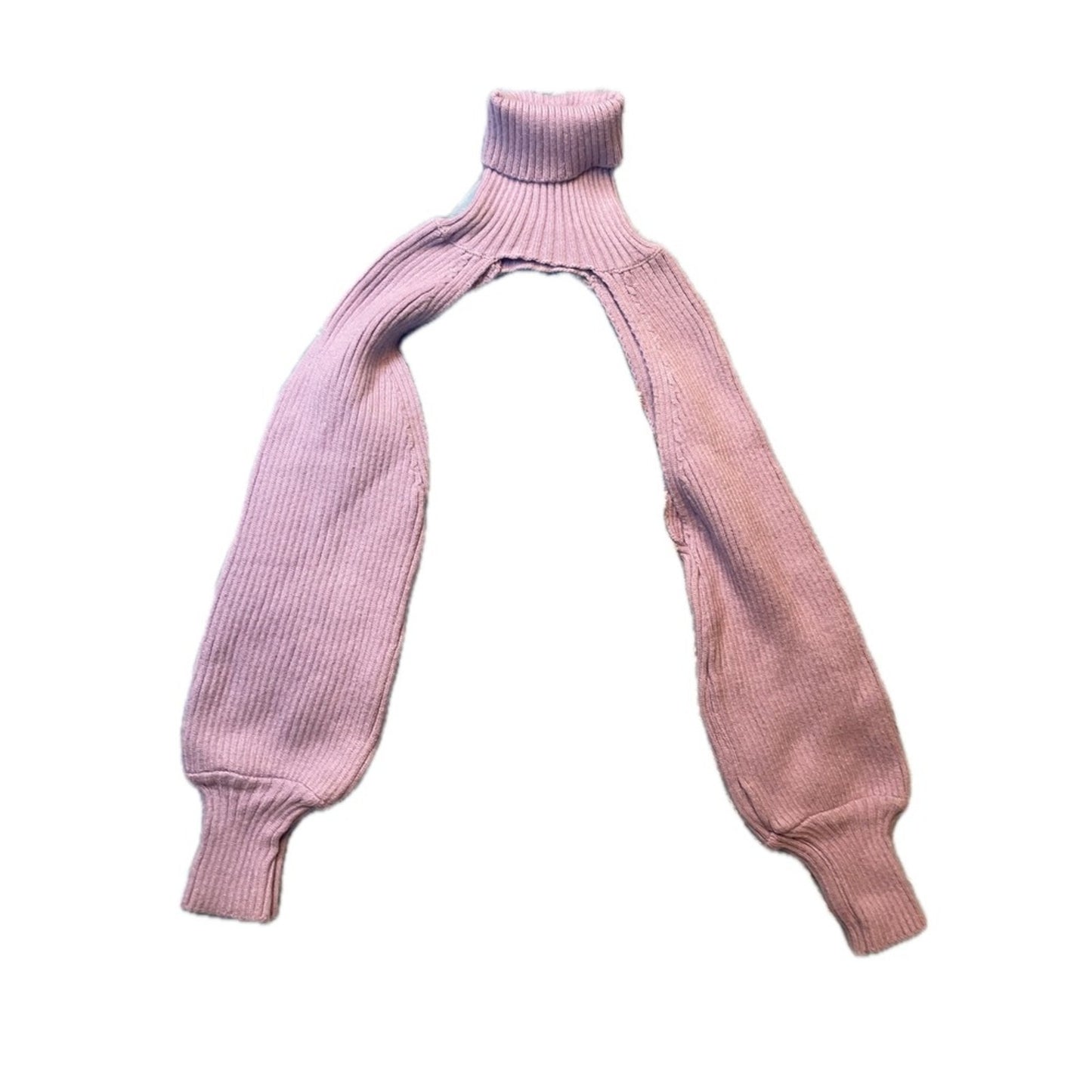 Pullover SRL Made in Italy Purple Ribbed Knit Turtleneck Cropped Sleeve Sweater