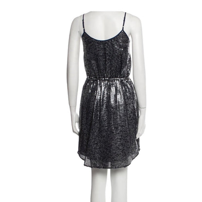 Rebecca Taylor Silver Sequin Scoop-Neck Mini Dress – Size Medium (US 8)