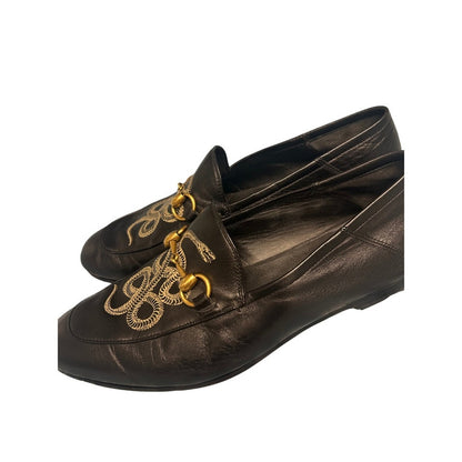 Gucci Kingsnake Horsebit Loafers Mens 8 Black Leather Jordaan  Good Embroidered