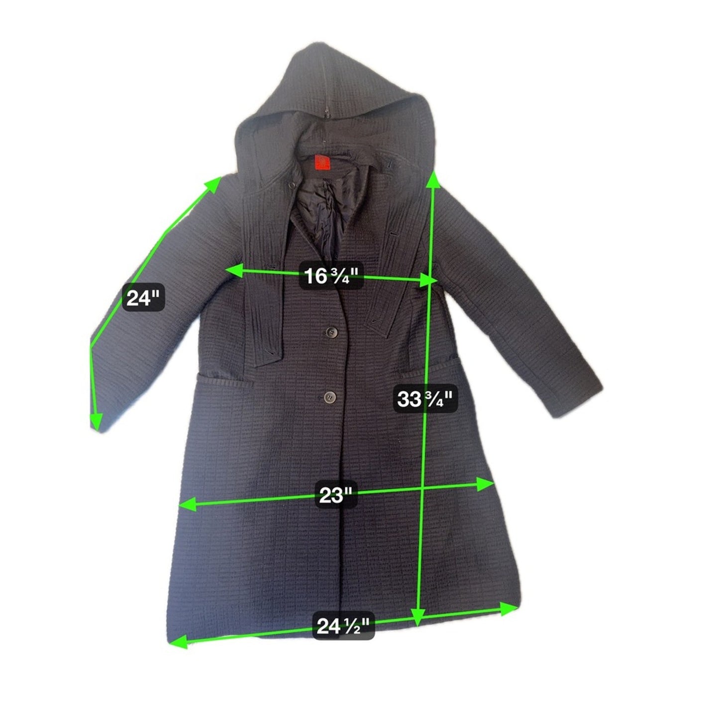 Heart Art Textured Wool Hooded Coat — Issey Miyake Line Aesthetic Size M