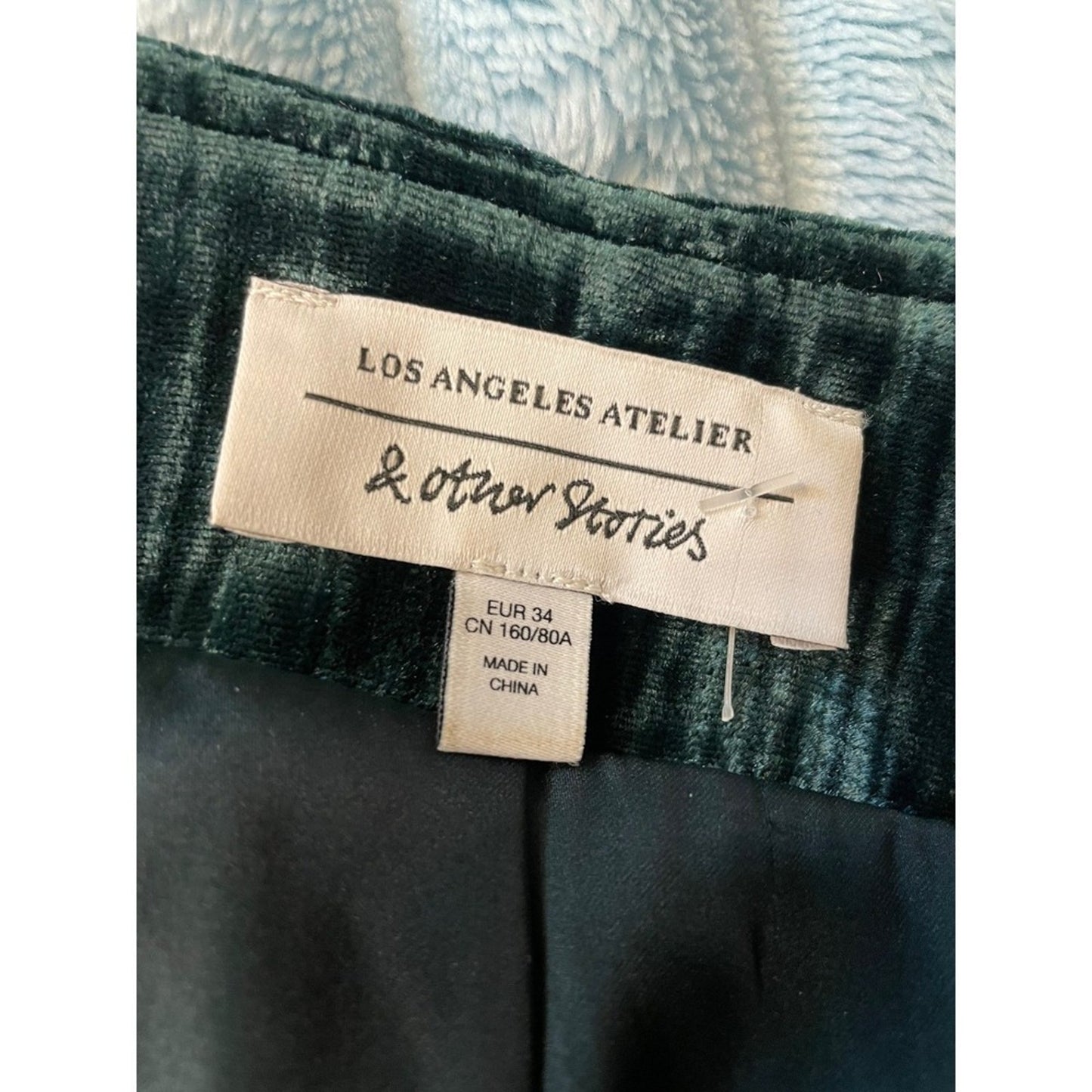 And Other Stories Velvet Crushed Wrap Midi Dress Green Long Sleeve EUR 34 size 2
