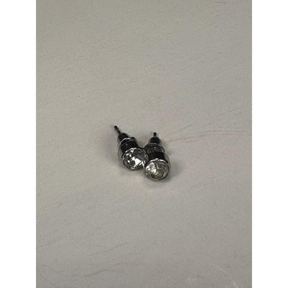 Gold-Tone Clear Faceted Gemstone Stud Earrings