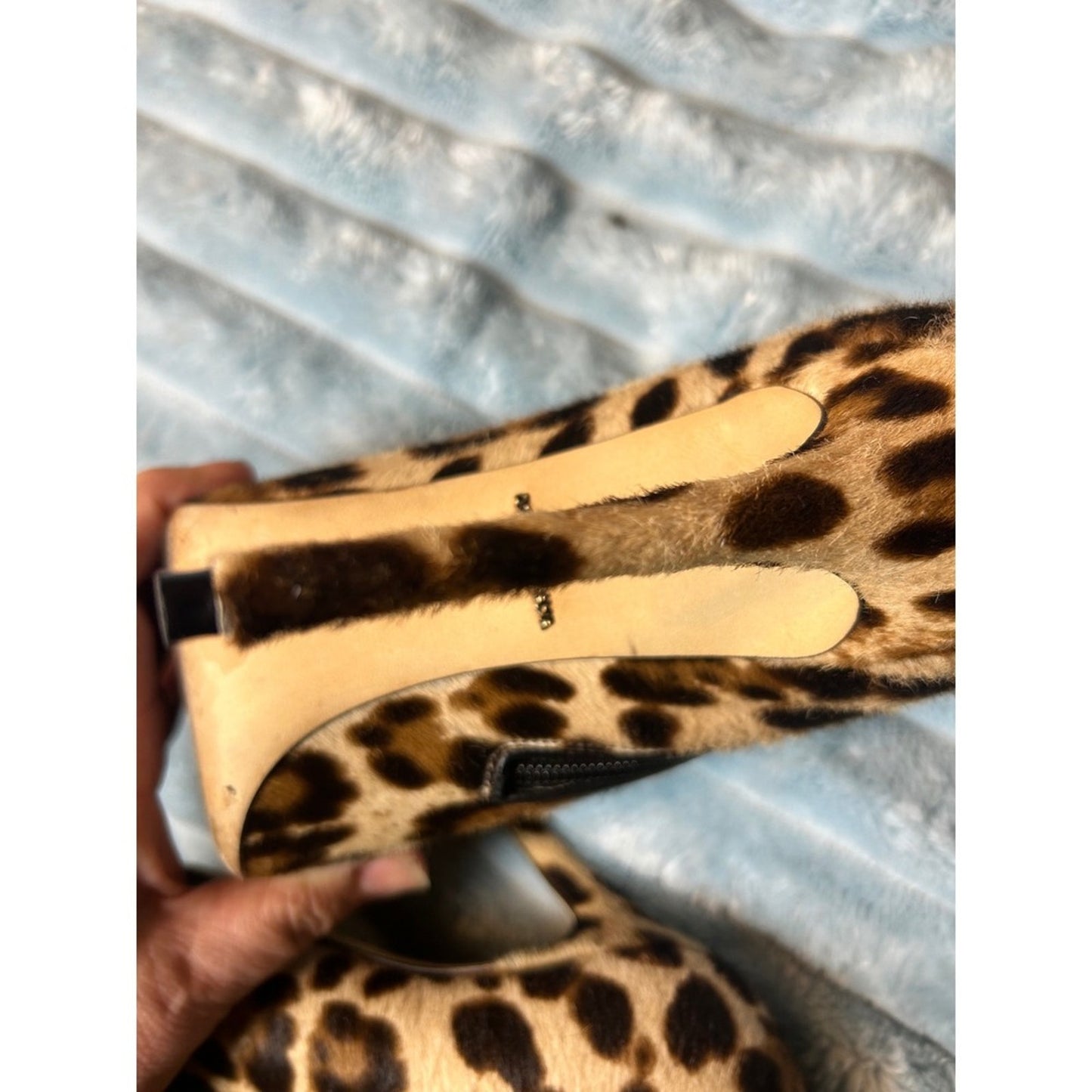 Dolce & Gabbana Leopard Print Calf Hair Ankle Boots Pointed Toe Stiletto 38