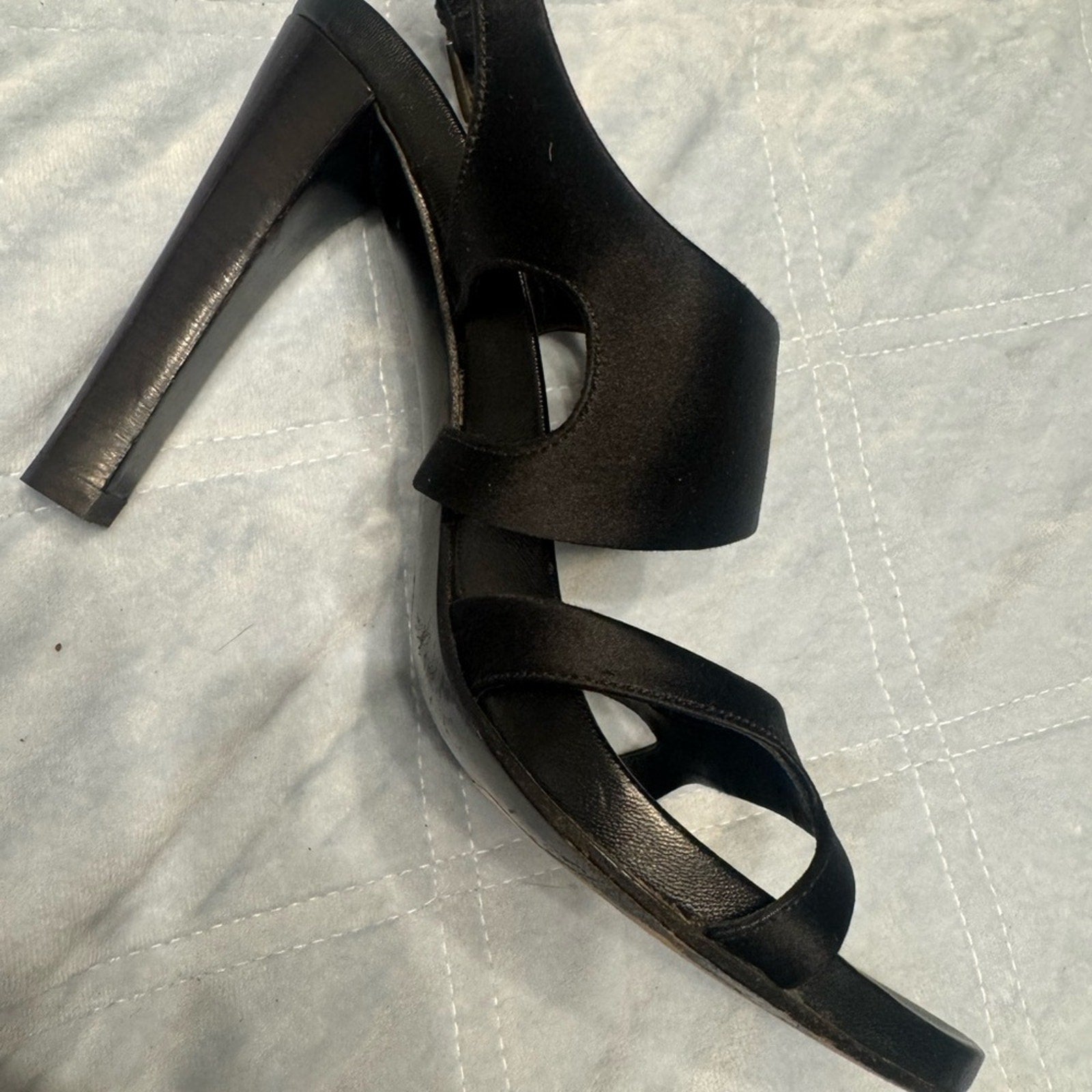 Prada Black Satin Strappy Slingback Heels Size 39 (US 9)