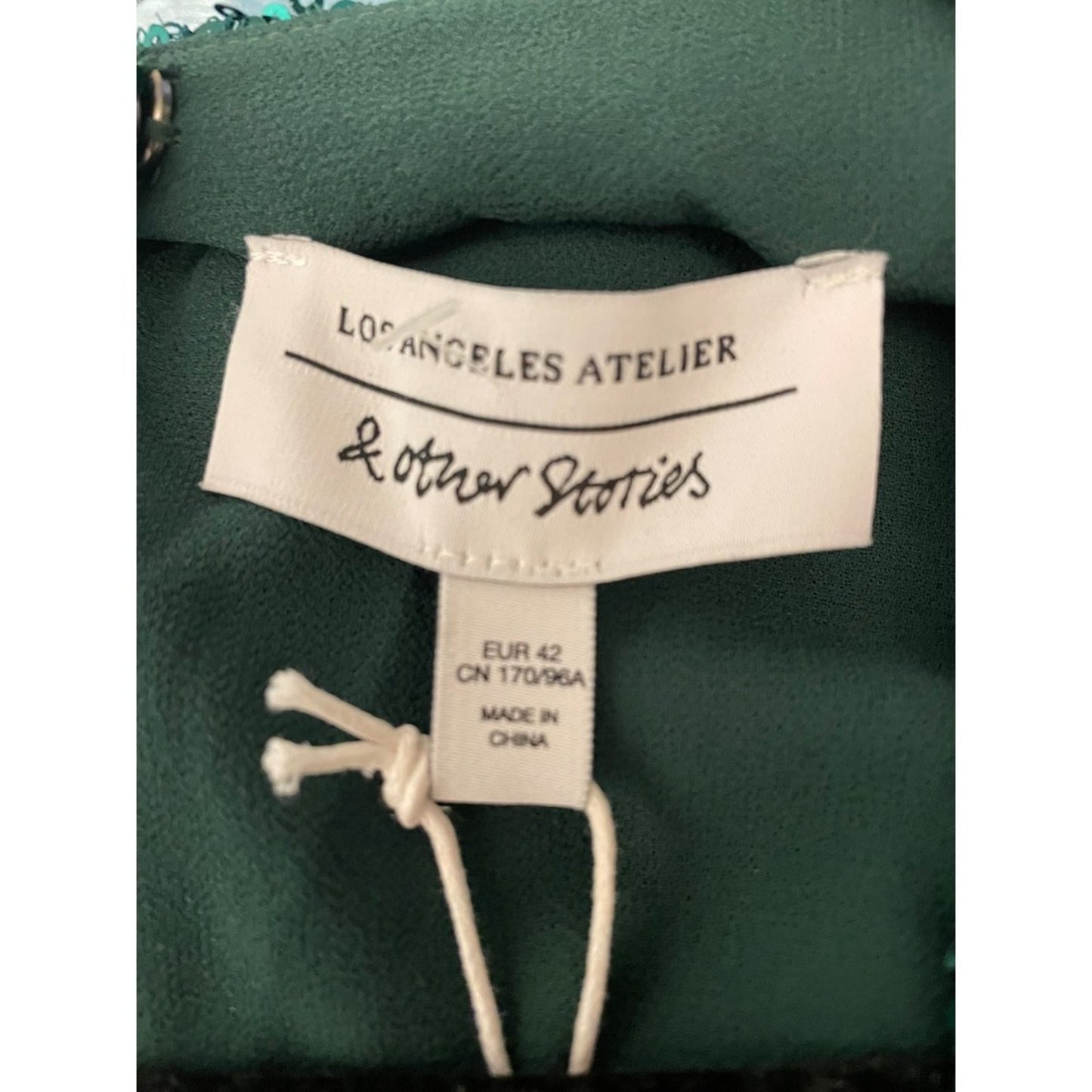 Other Stories Green Sequin Wrap V Neck Long Sleeve Mini Dress NWT size 10